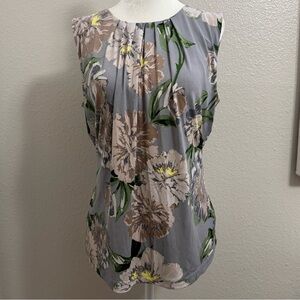 Calvin Klein Pleated Cowl Neck Sleeveless Blouse Flora